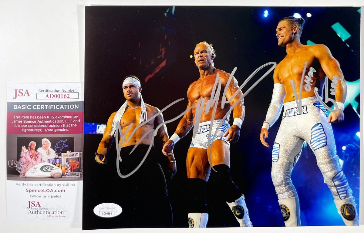 AEW Austin, Colten, & Billy Signed Gunn Club 8x10 Photo A Autograph JSA COA