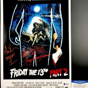 Ari Lehman & Harry Manfredini Signed Friday The 13th Part 2 11x17 Poster BAS COA
