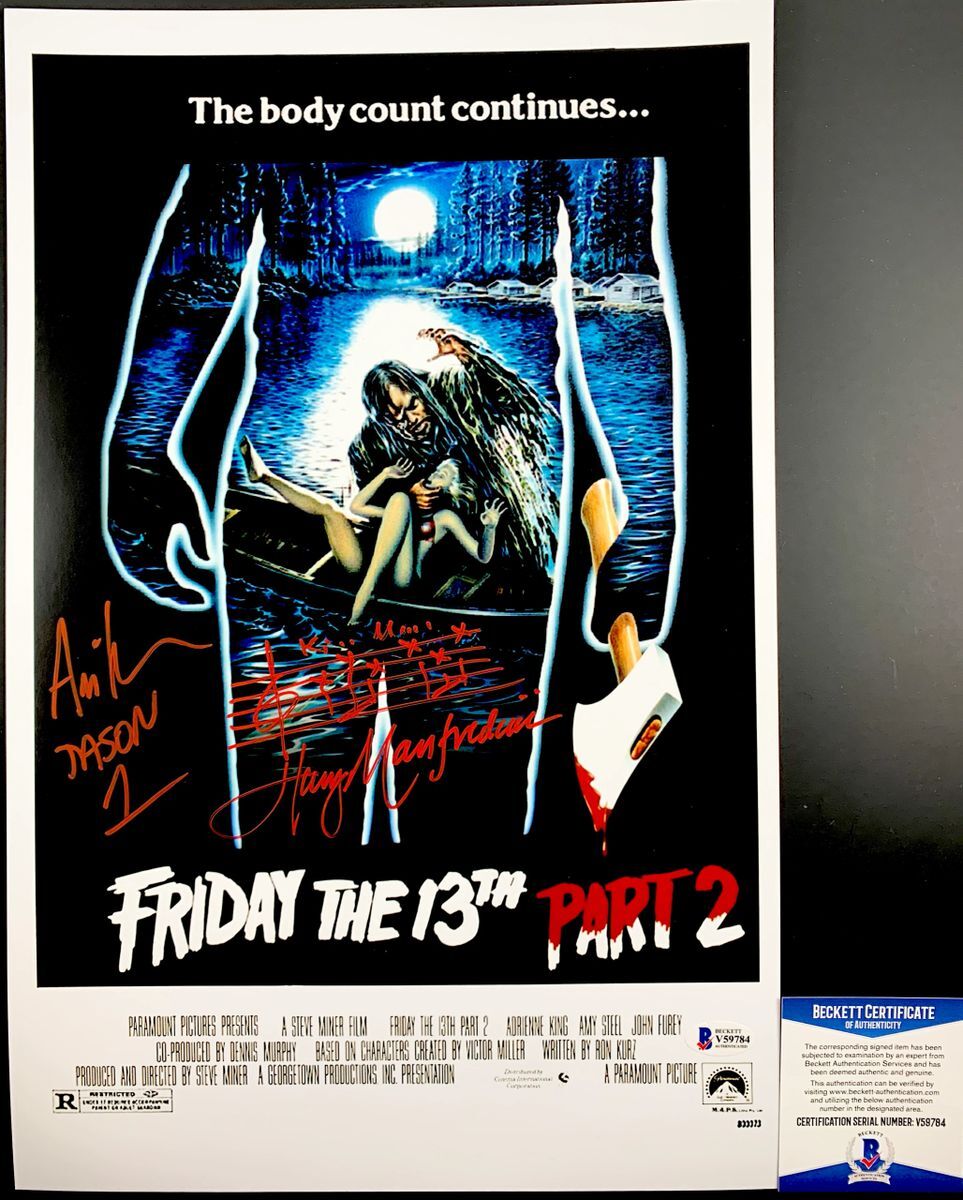 Ari Lehman & Harry Manfredini Signed Friday The 13th Part 2 11x17 Poster BAS COA