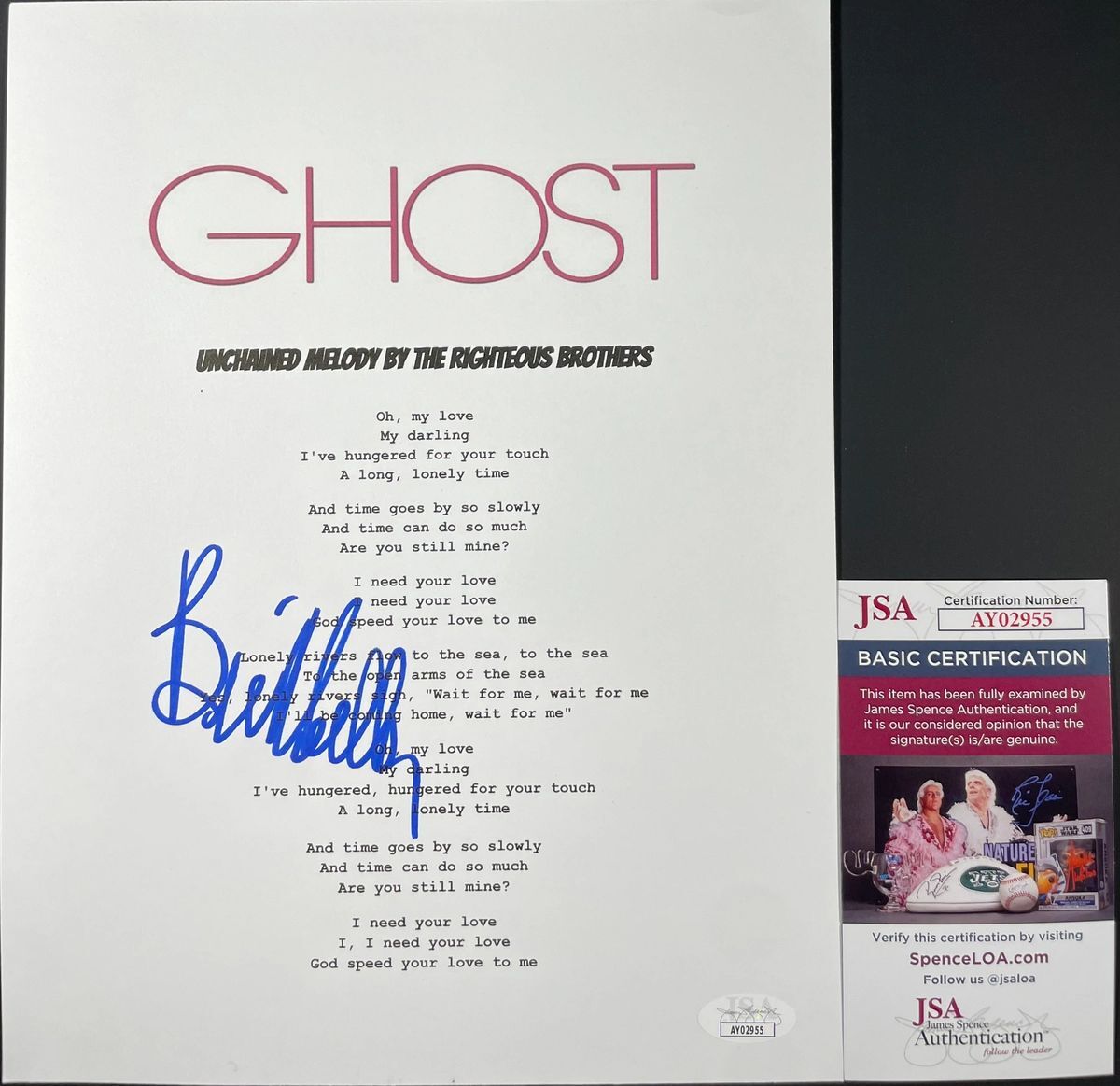 Bill Medley Signed Ghost Unchained Melody Lyric Sheet Music Autograph JSA COA