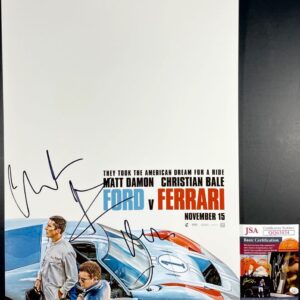 Christian Bale & Matt Damon Signed Ford V Ferrari 11x17 Movie Poster JSA COA