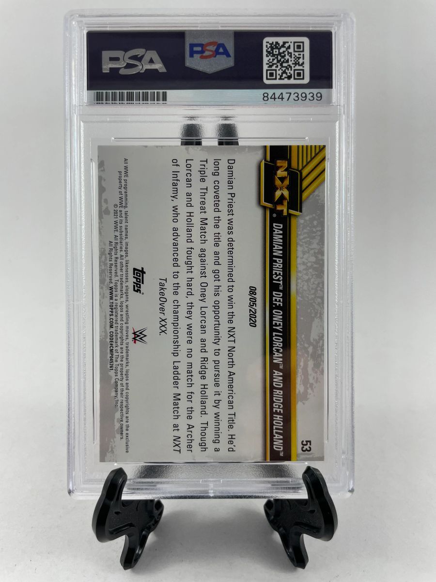 Damian Priest Signed 2021 Topps WWE NXT Trading Card #53 Purple PSA DNA Slabbed - Image 2