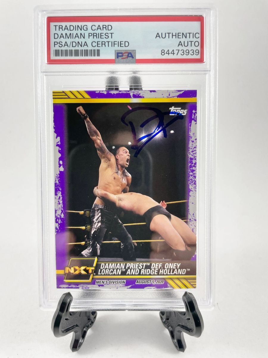 Damian Priest Signed 2021 Topps WWE NXT Trading Card #53 Purple PSA DNA Slabbed