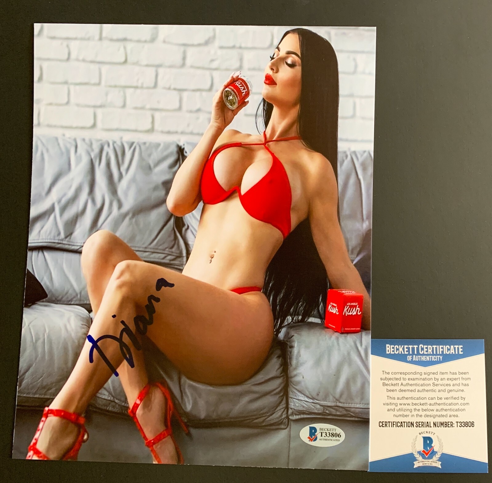 Diana Sparks Signed 8x10 Photo Autograph Hot Sexy Model Beckett BAS COA