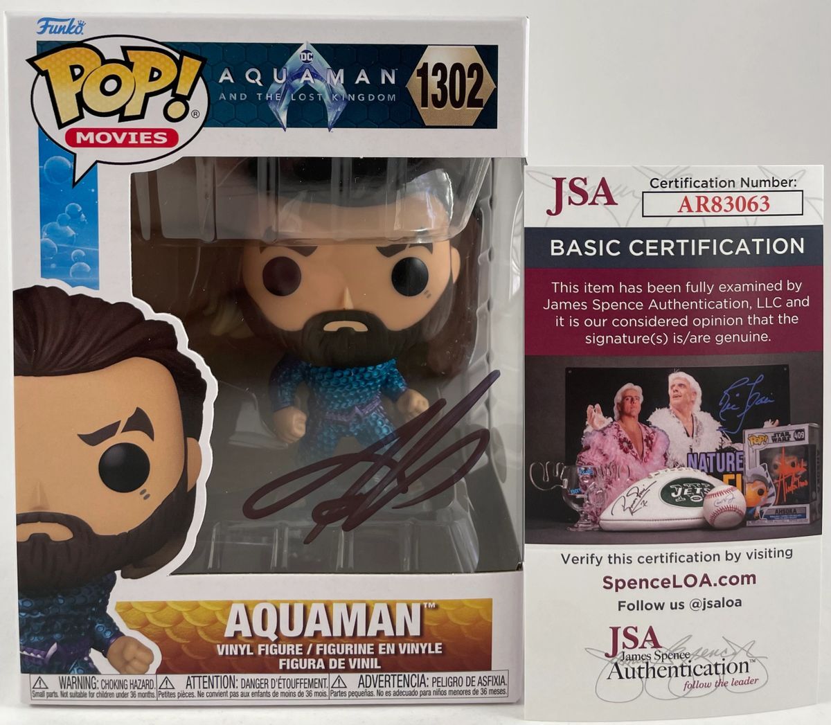 Jason Momoa Signed DC Aquaman Funko POP! Vinyl Figure Autograph JSA COA