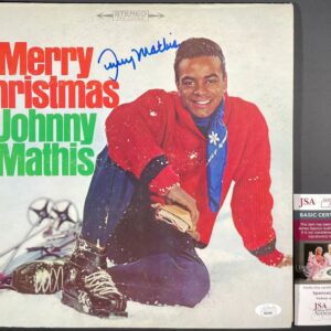 Johnny Mathis Signed Merry Christmas Johnny Mathis Vinyl Record LP B JSA COA