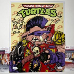 Kevin Eastman & Barry Gordon Signed TMNT Bebop 11x14 Photo JSA COA