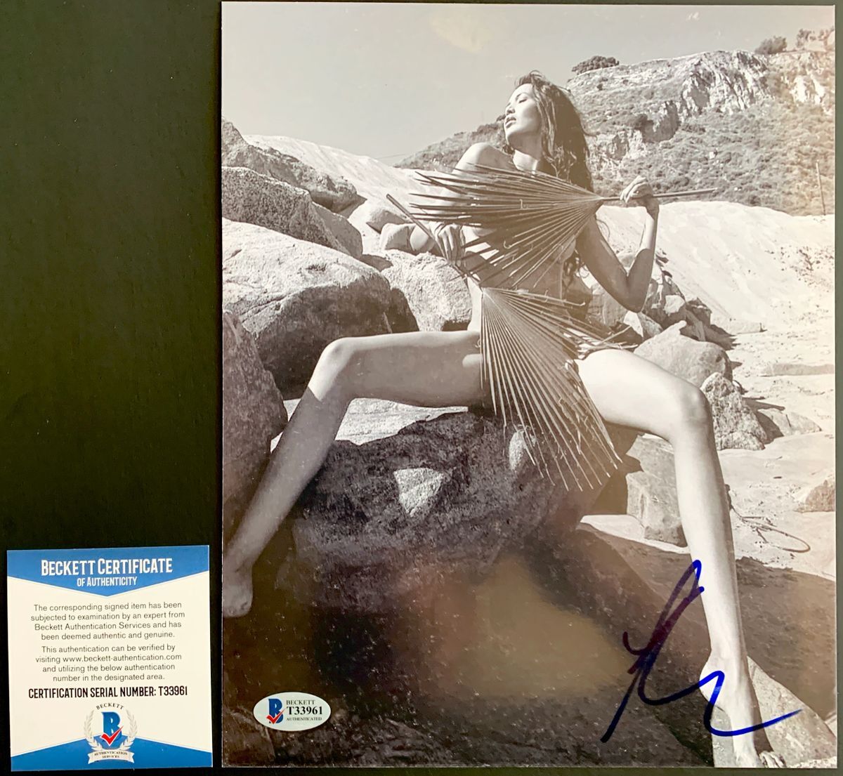 Kristina Menissov Signed B&W 8x10 Photo Autograph Ethiopian Model BAS COA
