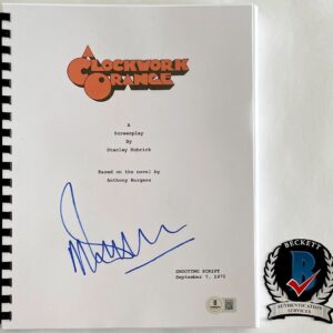 Malcolm McDowell Signed A Clockwork Orange Movie Script Autograph BAS COA