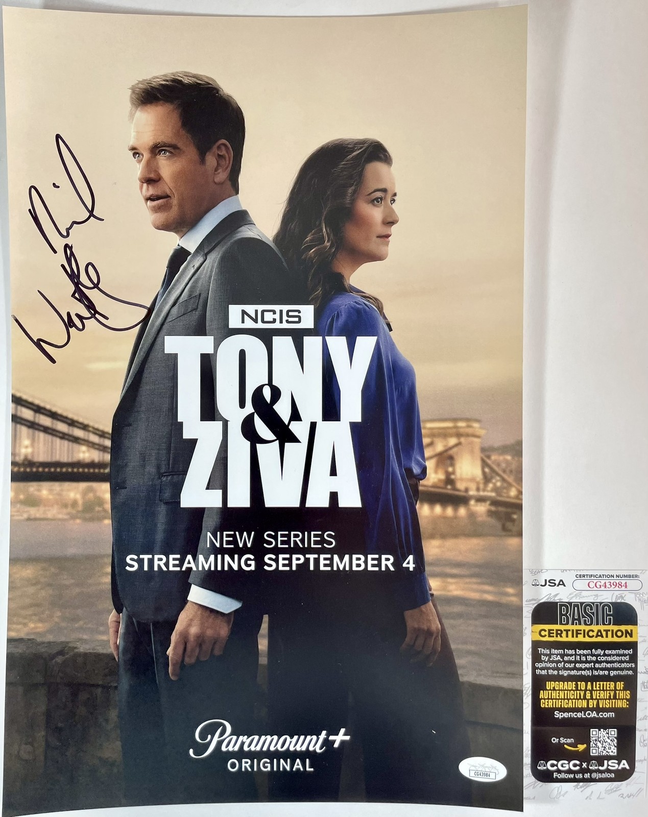 Michael Weatherly Signed NCIS Tony & Ziva 11x17 Poster Authentic Autograph JS...
