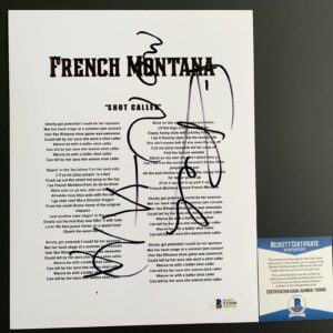 Musician French Montana Autographed "Shot Caller" Lyric Sheet Signed Beckett COA