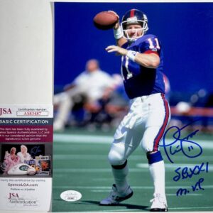 NFL Phil Simms New York Giants Super Bowl XXI MVP Signed 8x10 Photo L JSA COA