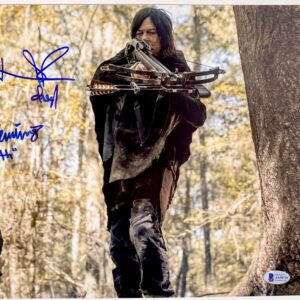 Norman Reedus & Cailey Fleming Signed The Walking Dead 11x14 Photo TWD BAS COA