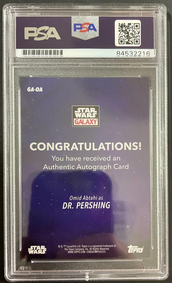 Omid Abtahi 2021 Topps Chrome Star Wars Galaxy Dr. Pershing Autograph Card PSA - Image 2