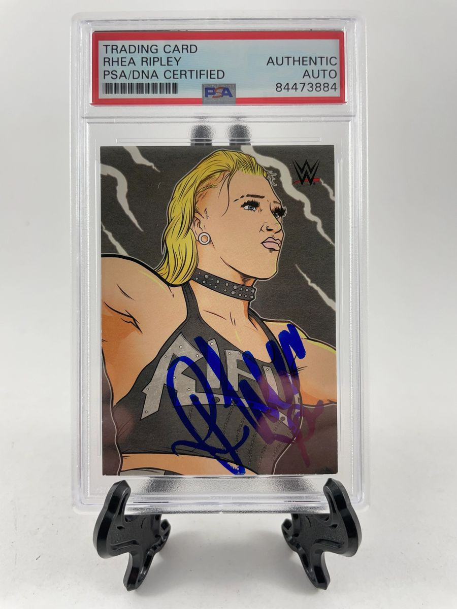 Rhea Ripley Signed 2021 Topps WWE MigsMedia1 Illustration Card PSA DNA Slabbed