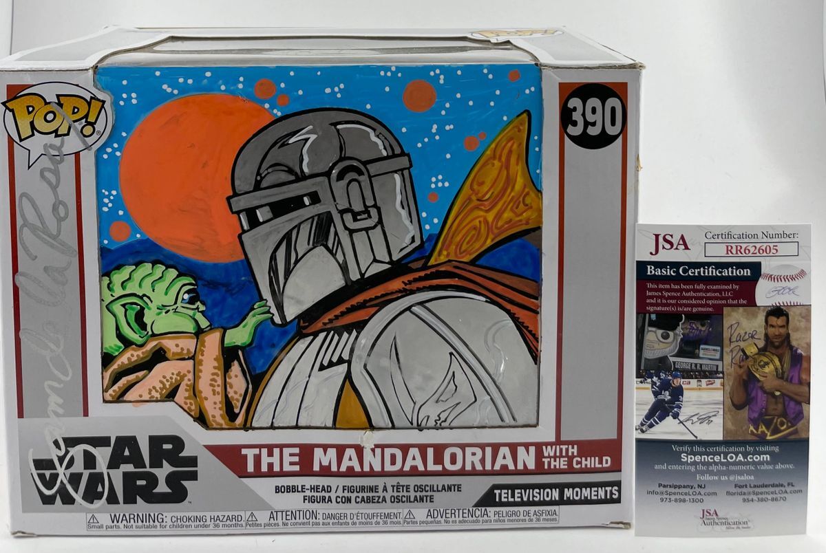 Sam de la Rosa Signed Star Wars The Mandalorian & Child Funko POP! Art JSA COA