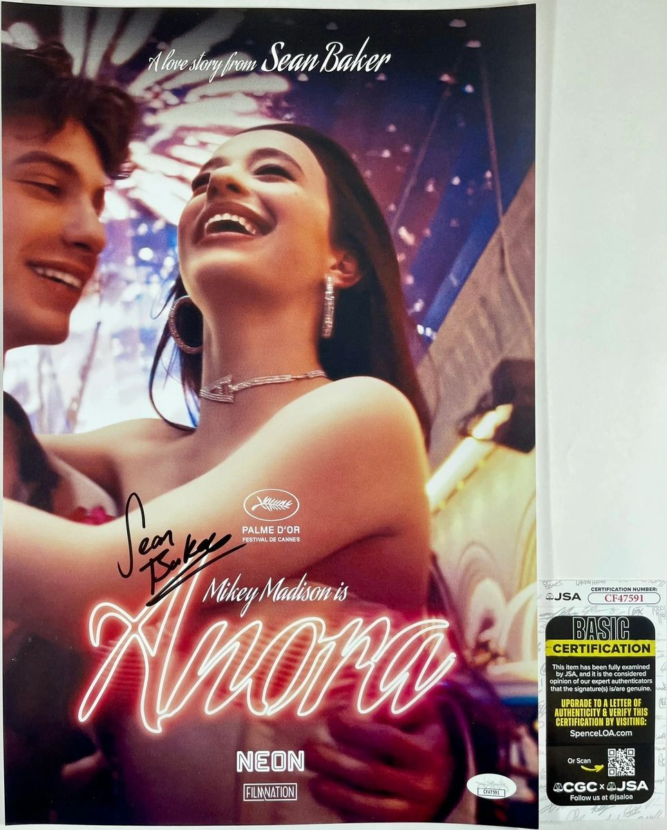 Sean Baker Signed Anora 11x17 Movie Poster Authentic Autograph JSA COA