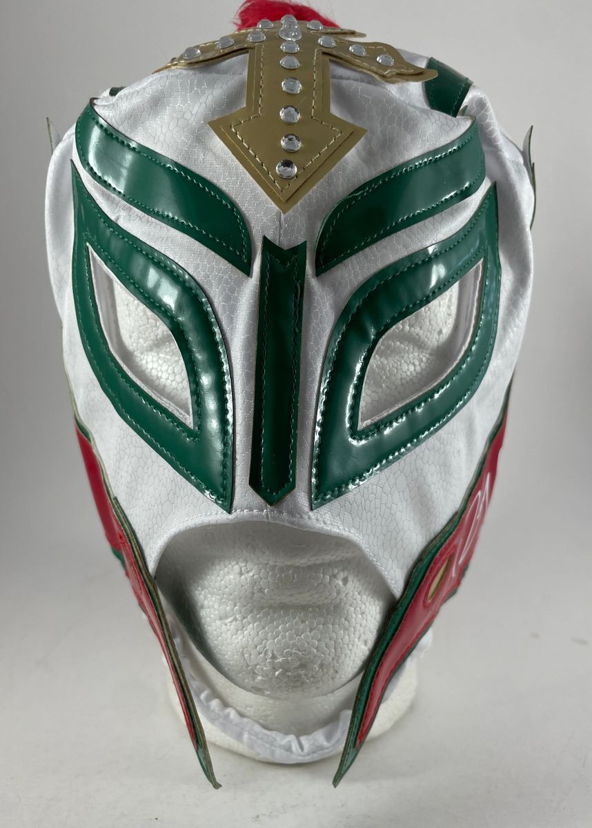 WWE Rey Mysterio Signed Luchador Mask Red Green White WrestleMania JSA COA - Image 2