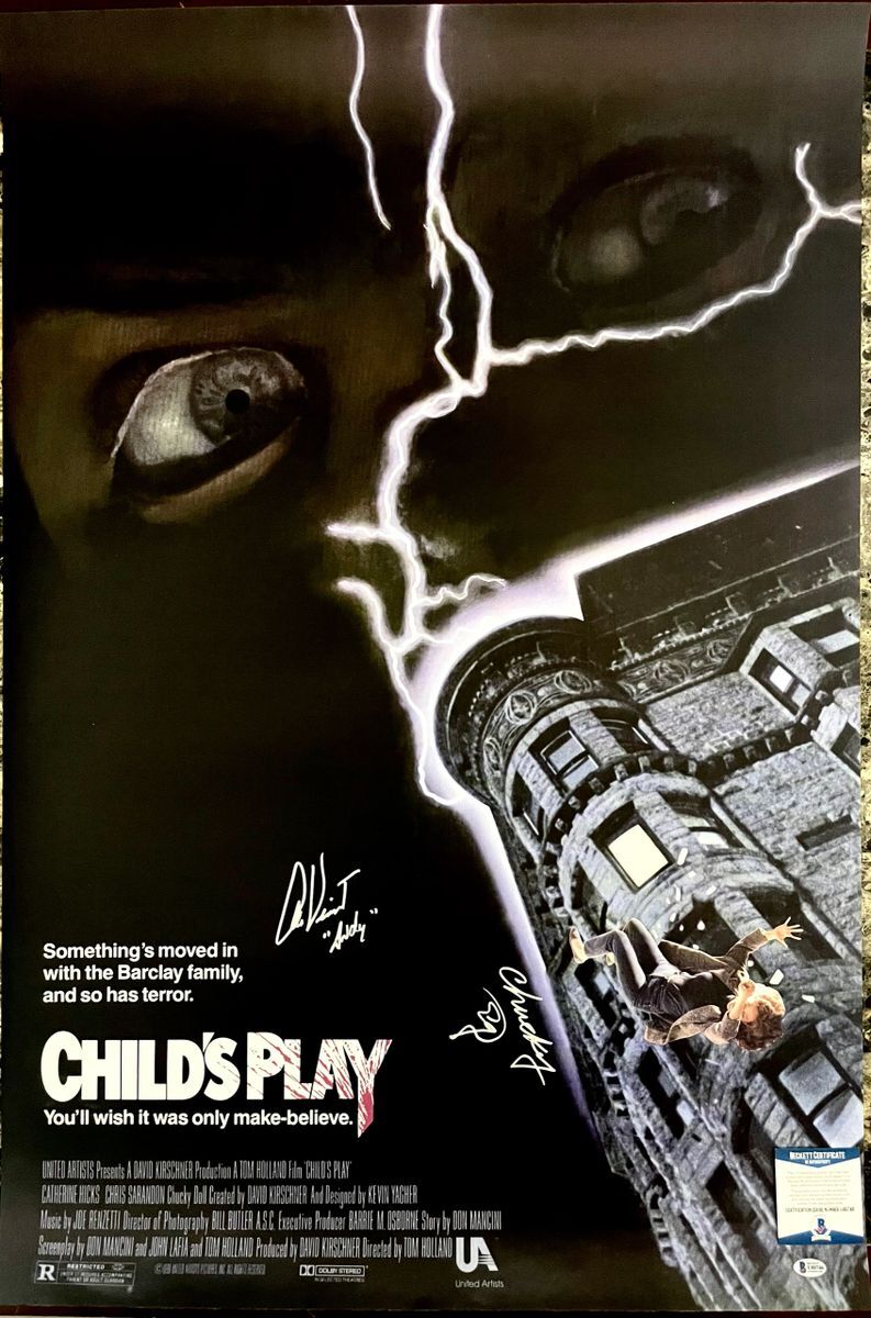 Alex Vincent & Ed Gale Dual Signed Child's Play 27x40 Full Size Poster BAS COA