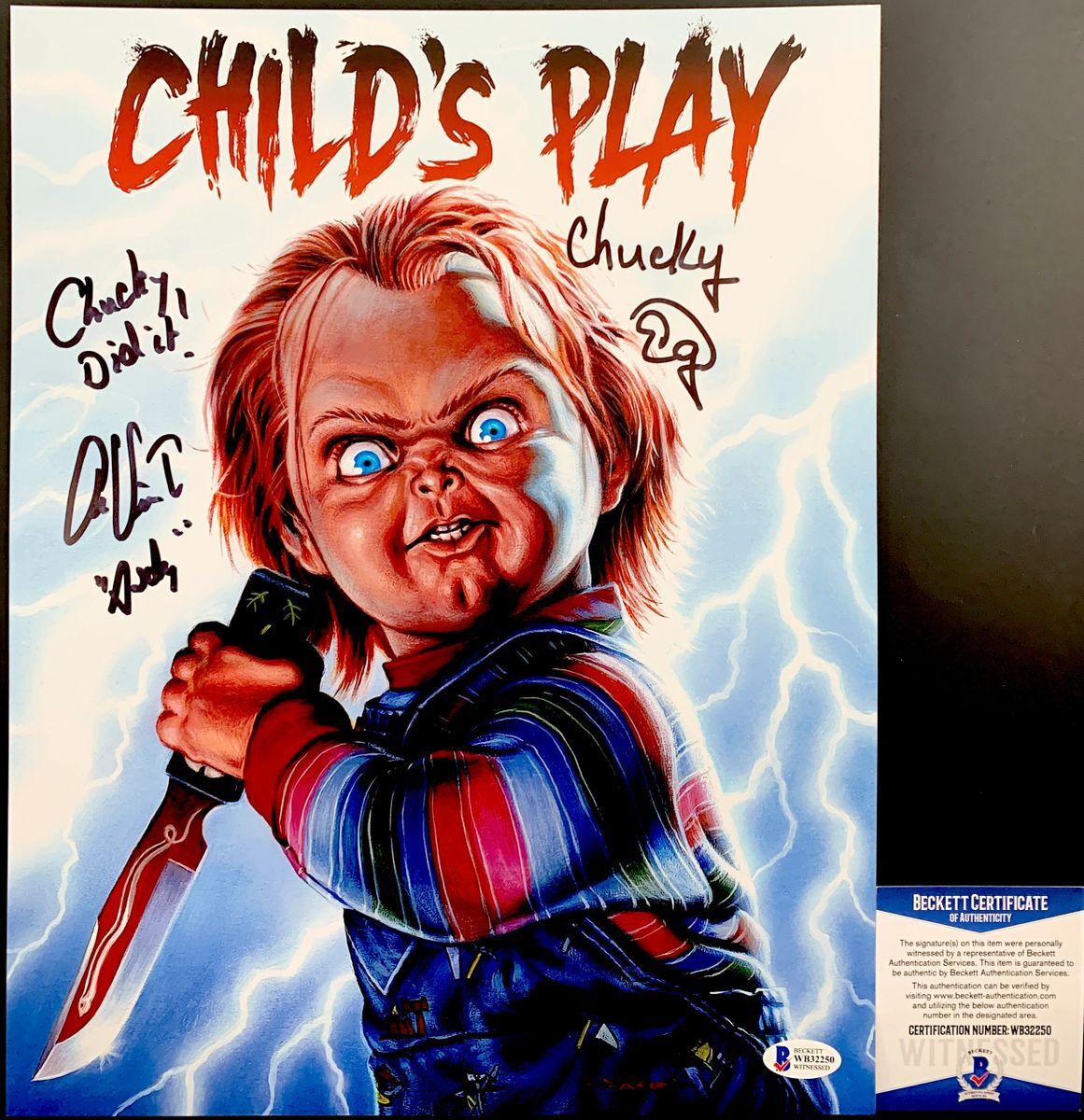 Alex Vincent & Ed Gale Signed Child's Play 11x14 Photo A Chucky & Andy BAS COA