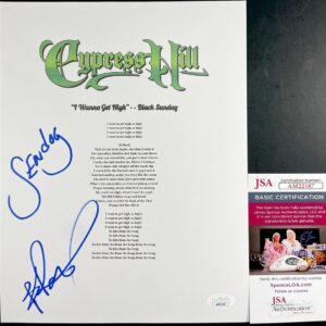 B-Real & Sen Dog Signed Cypress Hill "I Wanna Get High" Lyric Sheet JSA COA