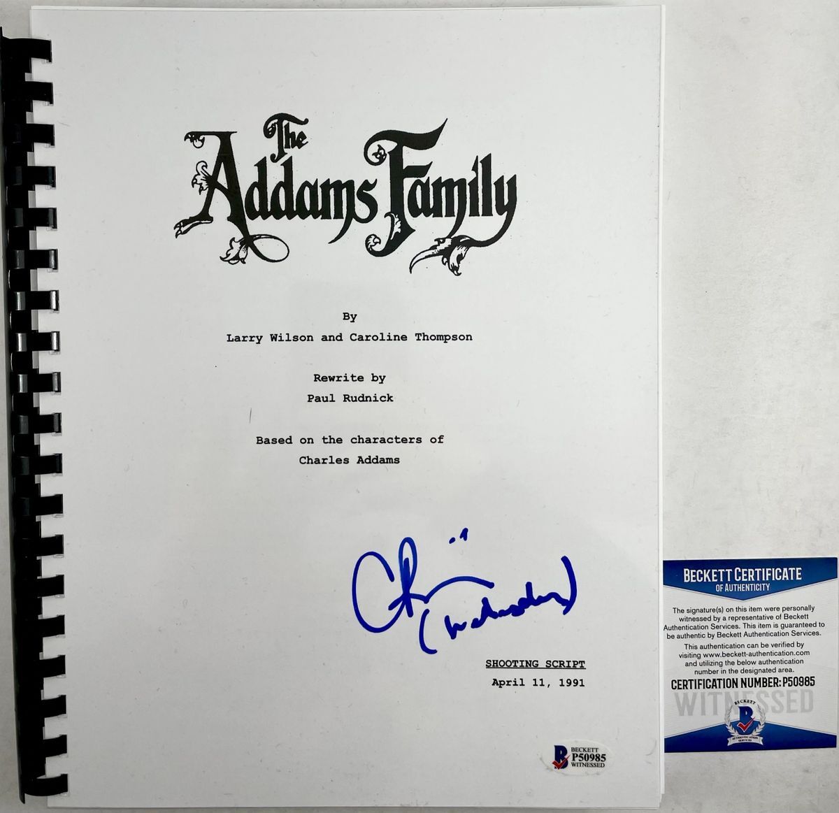 Christina Ricci Signed The Addams Family Full Movie Script Autograph BAS COA