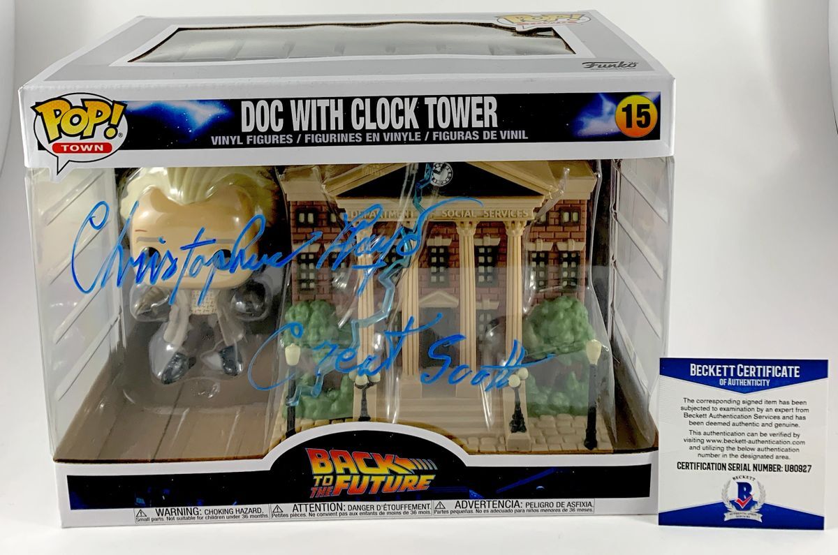 Christopher Lloyd Signed Back To The Future Doc Clock Tower Funko POP BAS COA