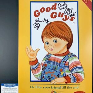 Ed Gale & Alex Vincent Signed Good Guys Chucky 11x17 Poster Autograph BAS COA