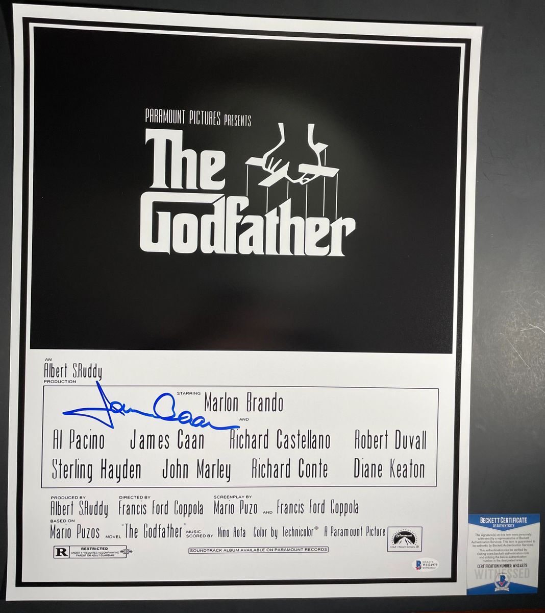 James Caan Signed The Godfather 16x20 Movie Poster Autograph Sonny BAS COA