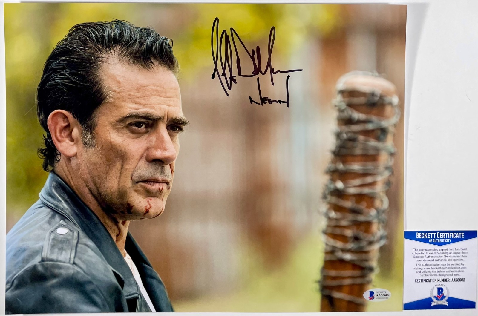 Jeffrey Dean Morgan Signed The Walking Dead Negan 11x14 Photo Autograph BAS COA