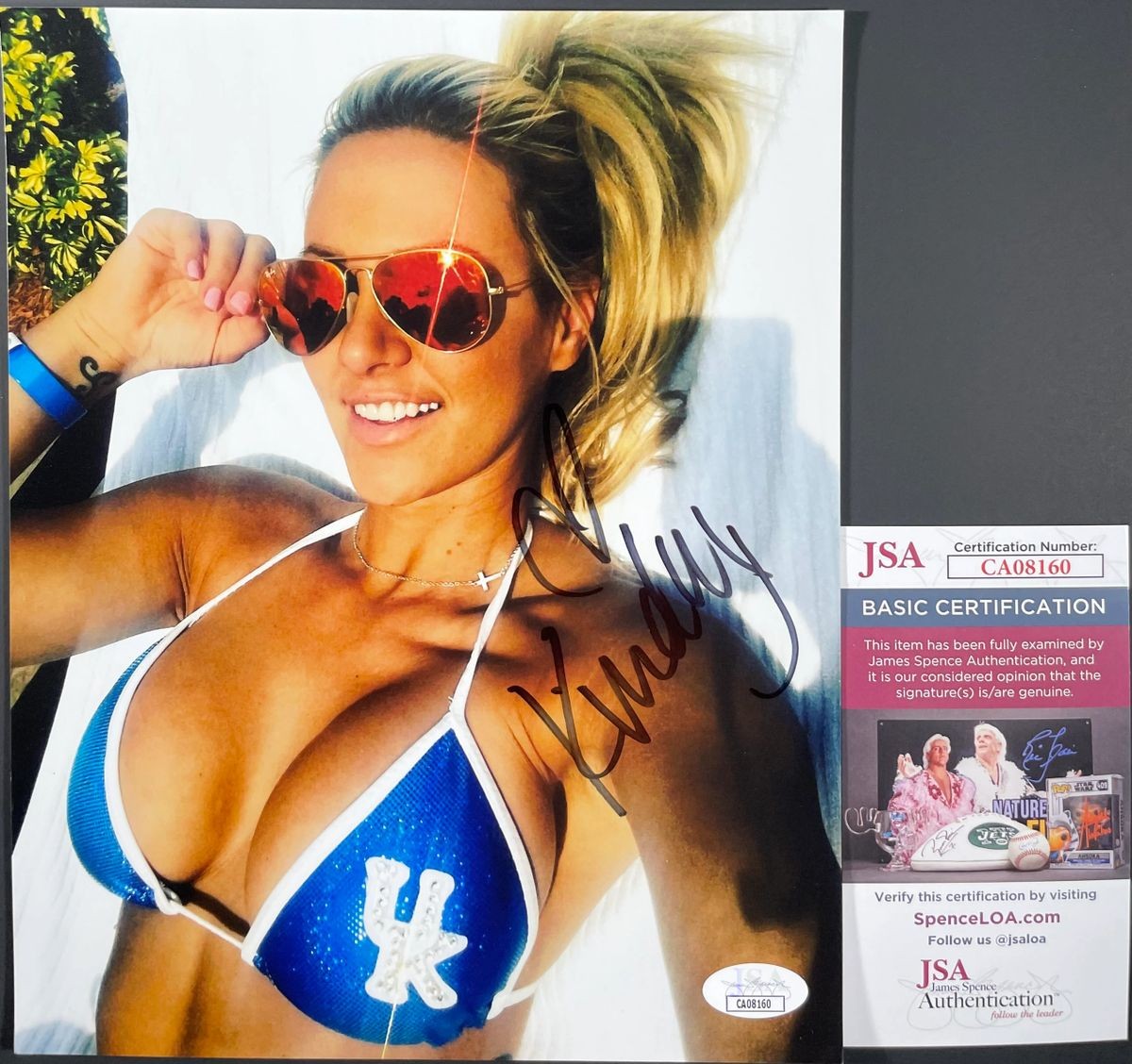 Kindly Myers Signed UK 8x10 Photo D Autograph Playboy Maxim Model JSA COA