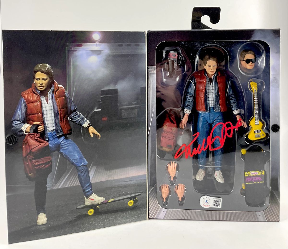 Michael J. Fox Signed Back To The Future Marty McFly NECA Figure BTTF BAS COA