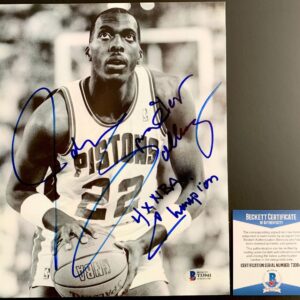 NBA John Salley Signed Detroit Pistons B&W 8x10 Photo Autograph Spider BAS COA
