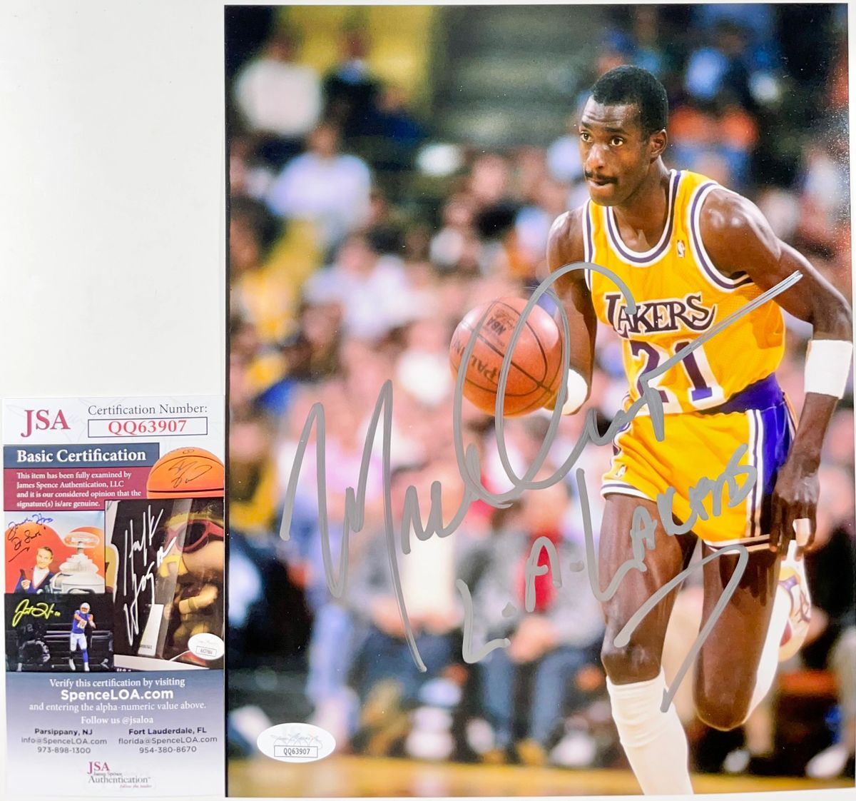 NBA Michael Cooper Signed Los Angeles Lakers 8x10 Photo E Autograph JSA COA