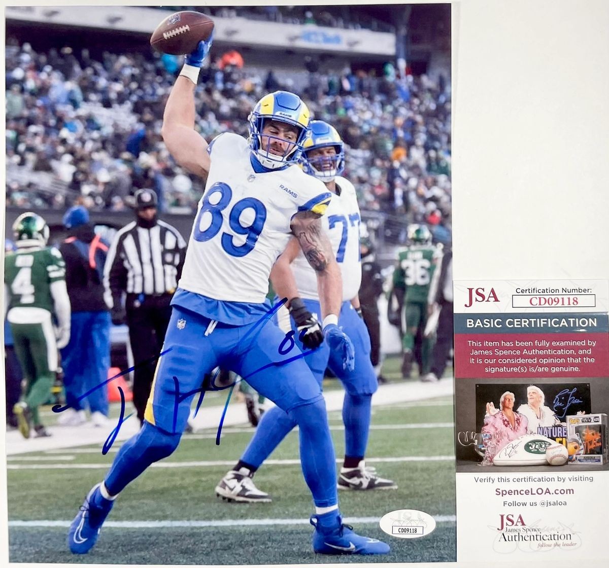 NFL Los Angeles Rams Tyler Higbee Signed 8x10 Photo Authentic Autograph JSA COA