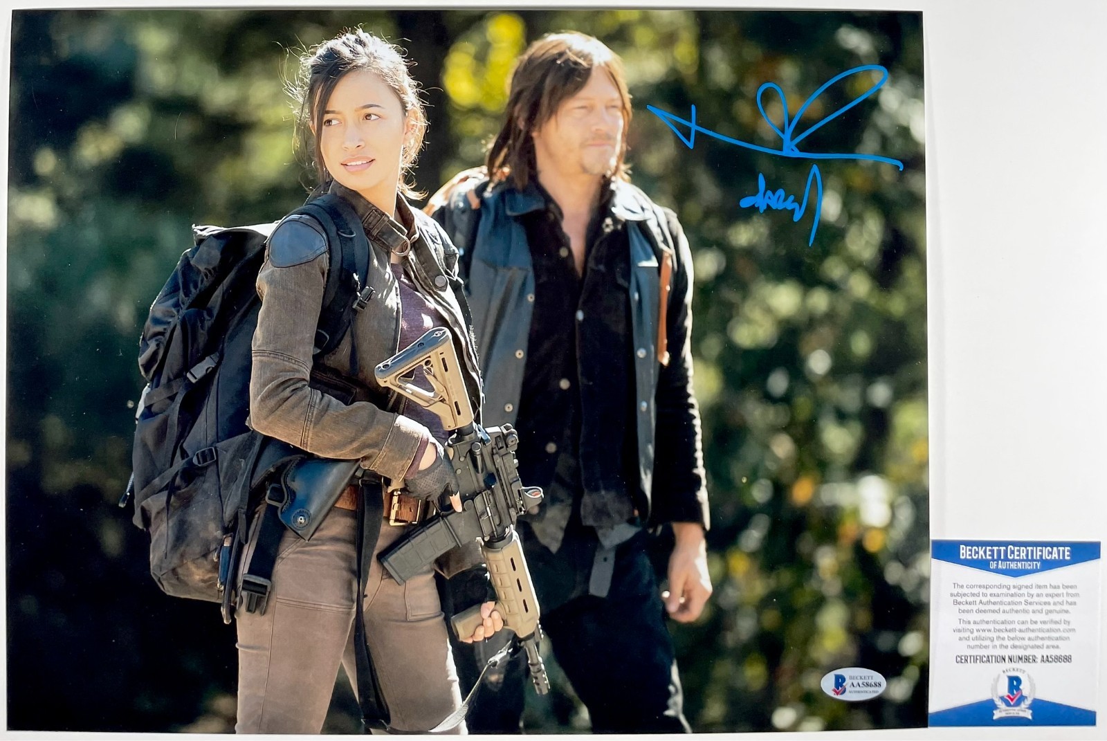 Norman Reedus Signed The Walking Dead Daryl Dixon 11x14 Photo Autograph BAS COA