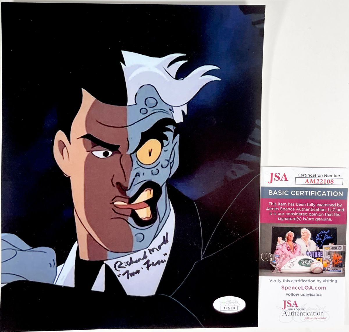 Richard Moll Signed Batman The Animated Series Two-Face 8x10 Photo E JSA COA