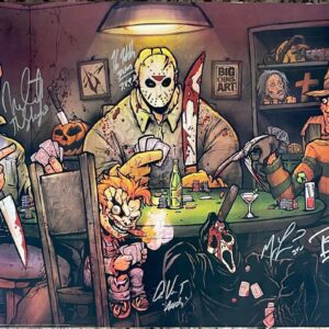 Robert Englund Kane Hodder +3 Signed Slashers Playing Poker 24x36 Poster JSA COA