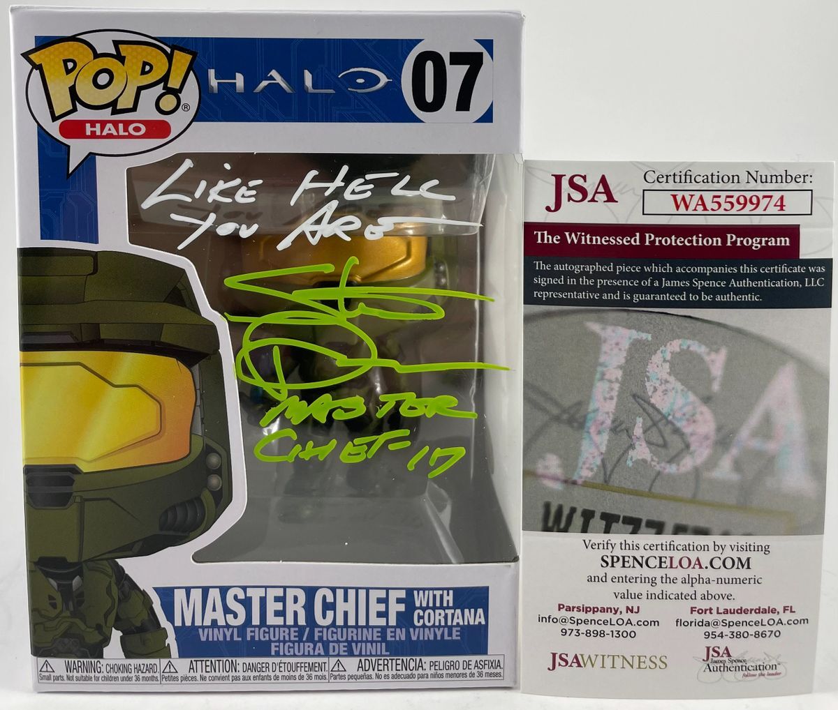 Steve Downes Signed HALO Master Chief With Cortana Funko POP #07 I JSA COA