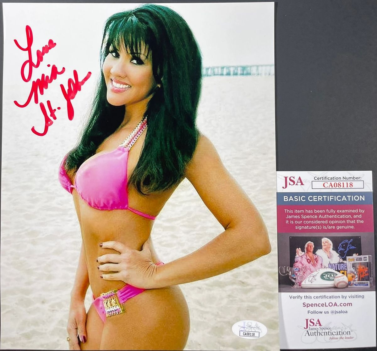 WBC Mia St. John Signed 8x10 Photo D Autograph Playboy Boxing JSA COA