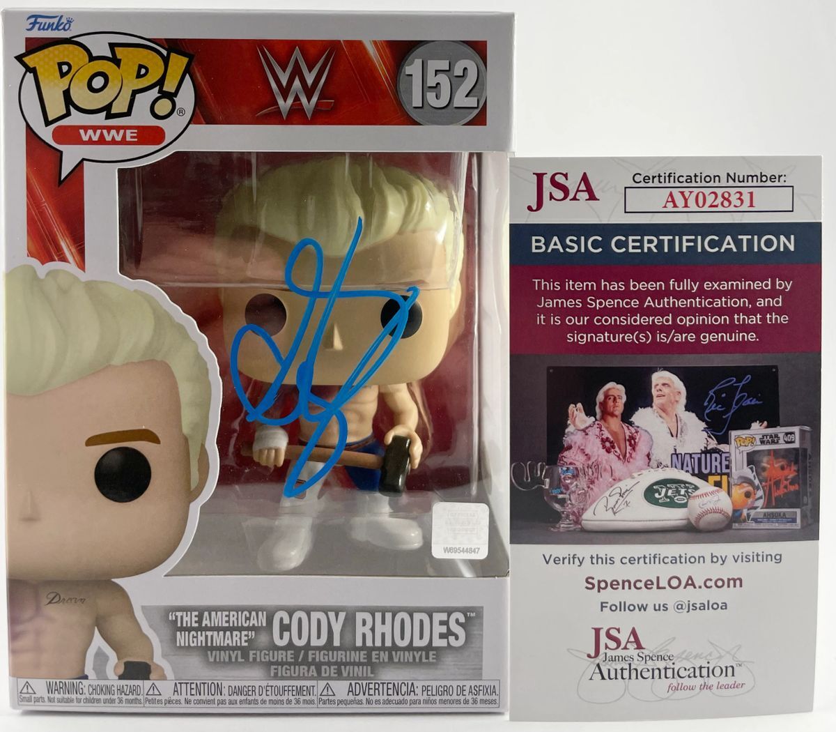 WWE American Nightmare Cody Rhodes Signed Funko POP! B Autograph JSA COA