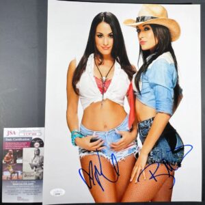 WWE Divas Nikki Bella & Brie Bella Twins Signed 11x14 Photo D Autograph JSA COA