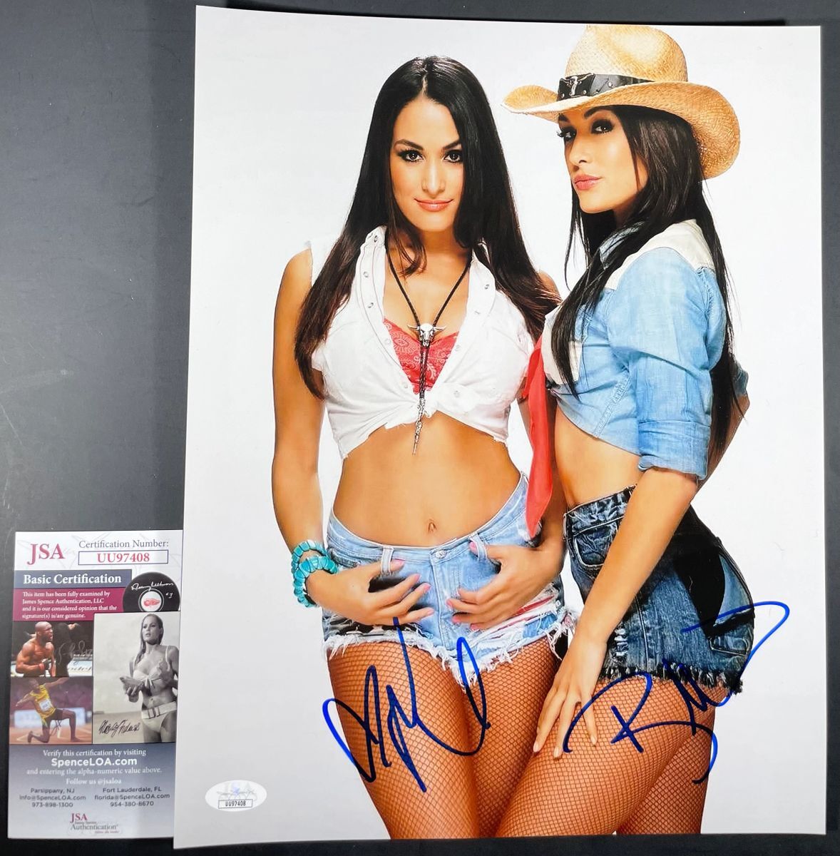 WWE Divas Nikki Bella & Brie Bella Twins Signed 11x14 Photo D Autograph JSA COA