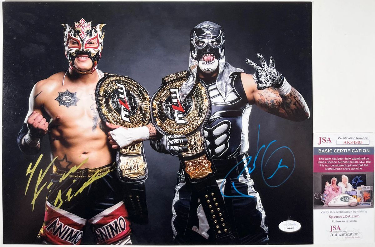 AEW Penta El Zero M & Rey Fenix Signed Lucha Brothers 11x14 Photo JSA COA