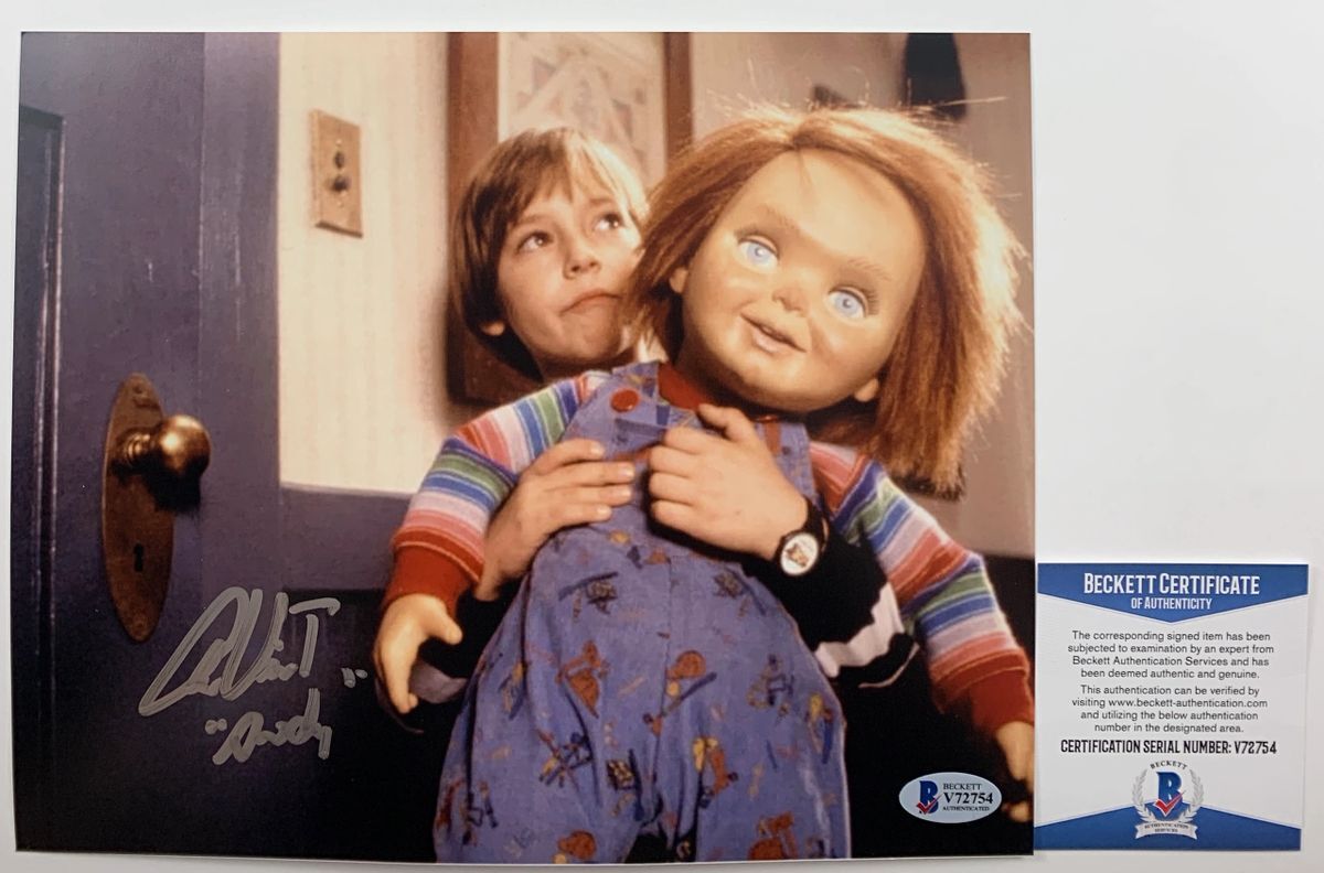Alex Vincent Signed Child's Play Chucky & Andy 8x10 Photo C Autograph BAS COA