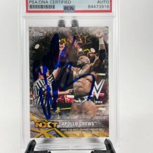 Apollo Crews Signed 2017 Topps WWE NXT Trading Card #7 PSA DNA Slabbed