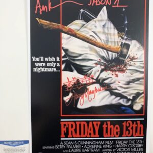 Ari Lehman & Harry Manfredini Signed Friday The 13th 11x17 Poster C BAS COA
