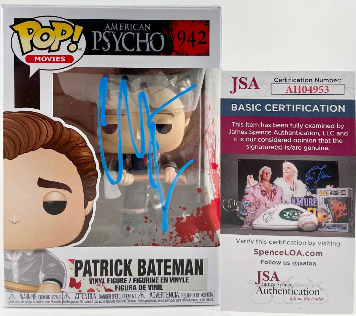 Christian Bale Signed American Psycho Patrick Bateman Funko POP #942 JSA COA