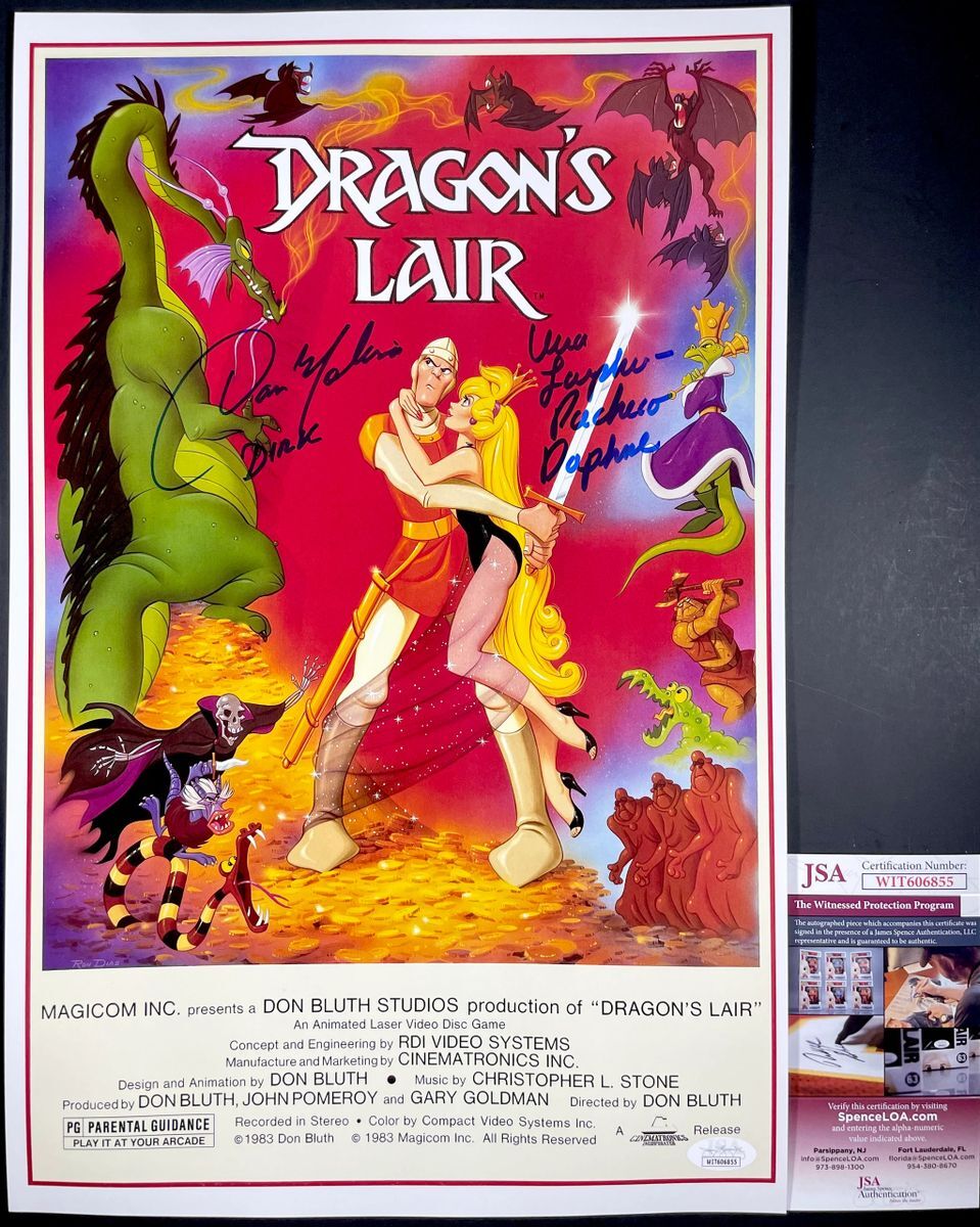 Dan Molina & Vera Pacheco Signed Dragon's Lair 11x17 Poster Autograph JSA COA