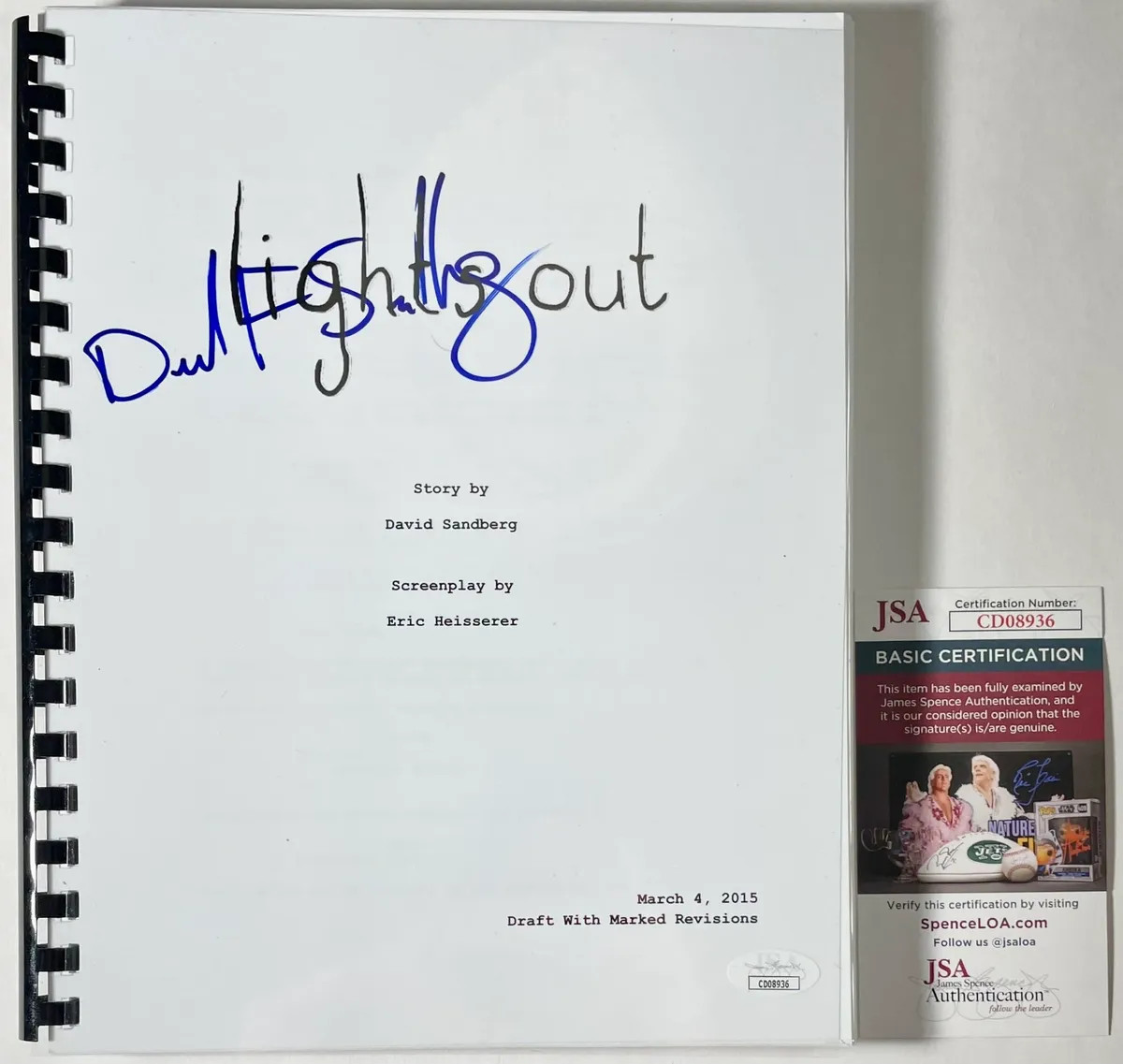 David F Sandberg Signed Lights Out Full Movie Script Authentic Autograph JSA COA